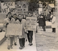 Students at the University of Wisconsin protesting the Vietnam War. Photo Credit: University of Wisconsin Digital Collection, licensed via WikiMedia Commons (Public Domain).