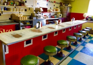 The well worn counter at Jake &amp; Dorothy's. Photo Credit: M'Lissa Howen.